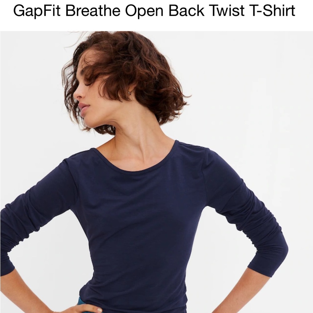 NWT GapFit Breathe Open Back Twist T-Shirt- navy blue